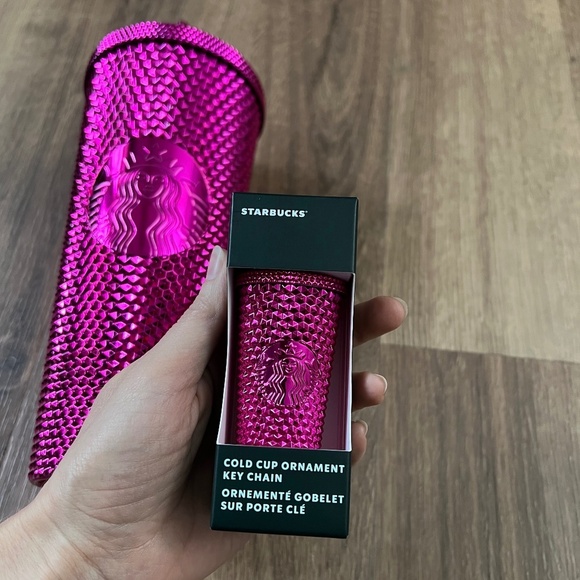 Starbucks Holiday Pink Metallic Venti Cup & Ornament Keychain Limited Edition - Picture 3 of 7